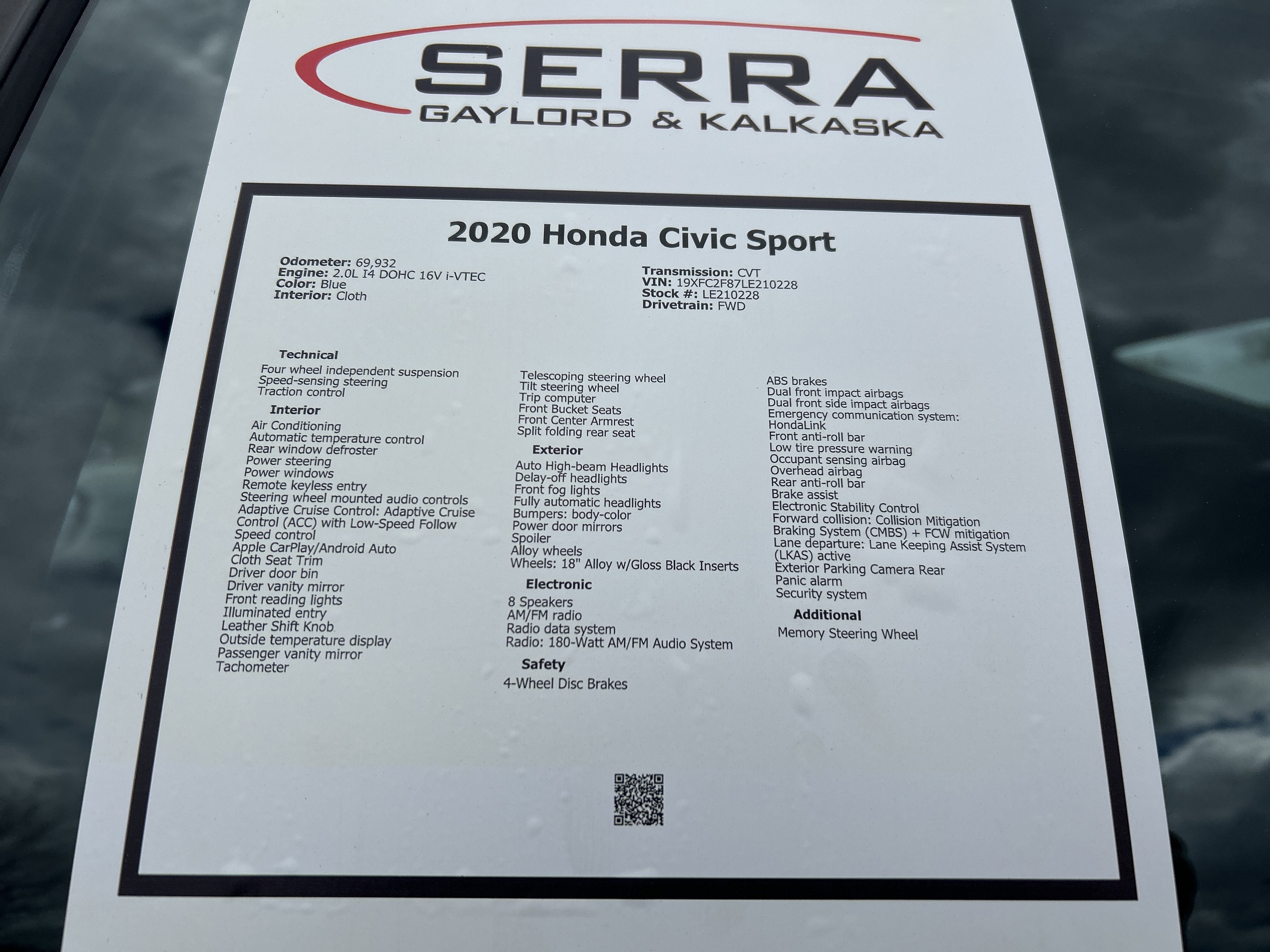 2020 Honda Civic Sedan Sport
