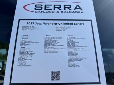 2017 Jeep Wrangler Unlimited Sahara 4x4
