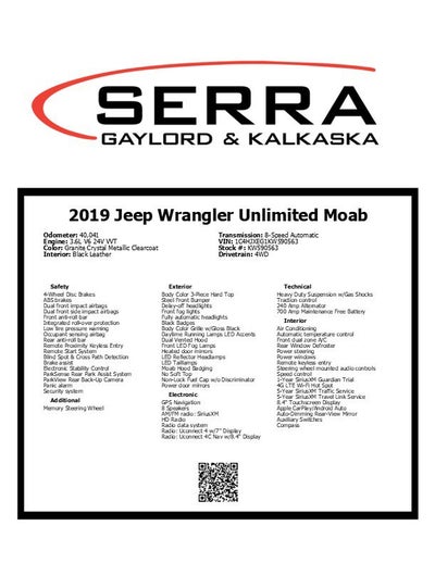 2019 Jeep Wrangler Unlimited Moab 4x4